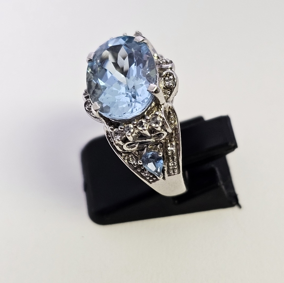 Sky & Swiss Blue Topaz Sterling Silver  with Certificate of Authenticity Sz 7! - Picture 13 of 16